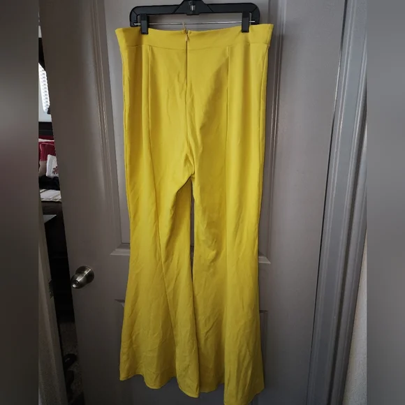 Fashion Nova Vibrant Yellow Flare Pants - Picture 3 of 3